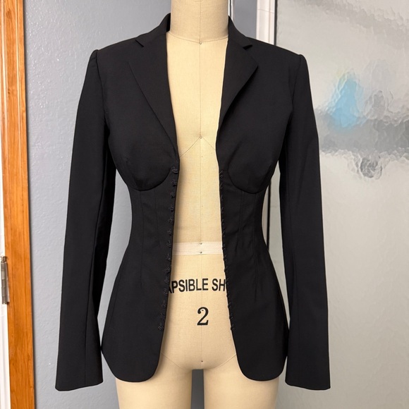 La Perla SS17 Corset Bustier Blazer Jacket Wool Black XS Runway RARE Italian - Picture 9 of 14